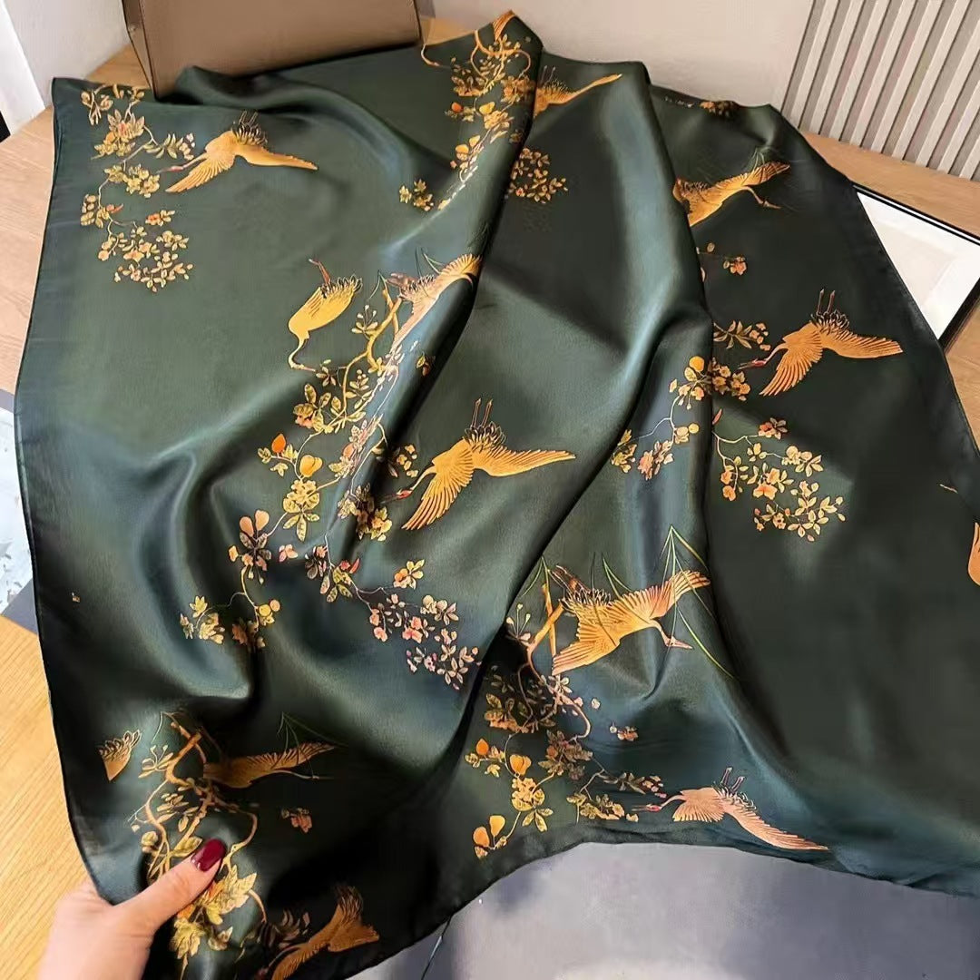 Xiang Yun Satin Long Korean Fashion Printed Scarf