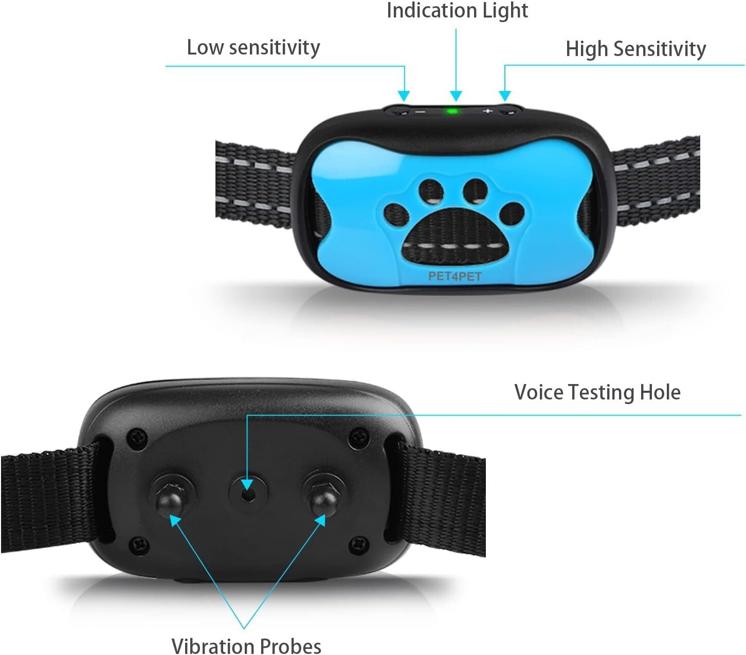 Anti Bark Collar Stop Dog Barking Sound Vibration S-M-L Adjustable Rechargeable