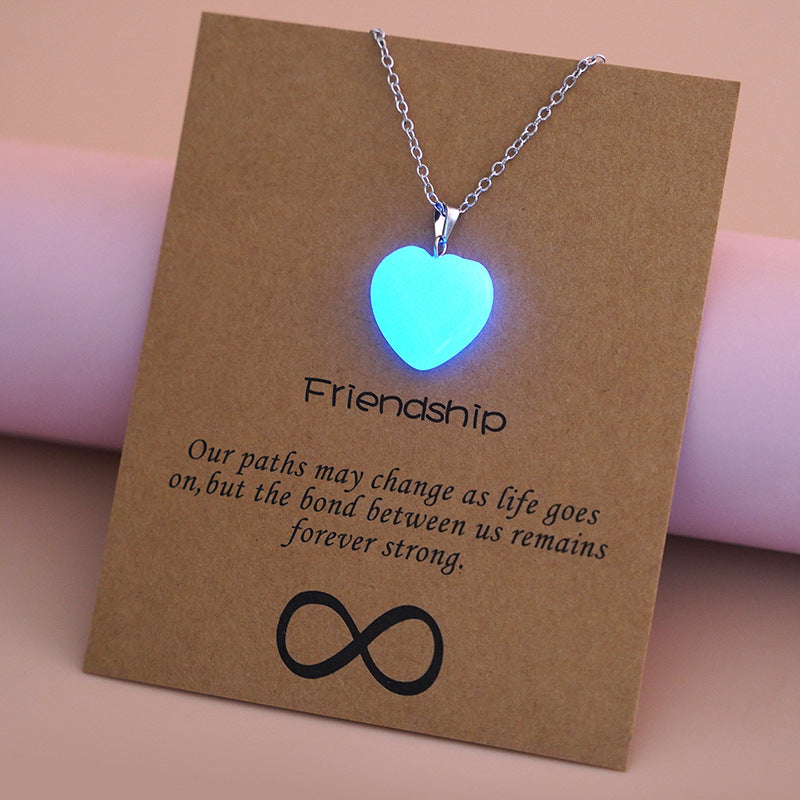 Europe And America Best Selling Luminous Pendant Card Necklace Love