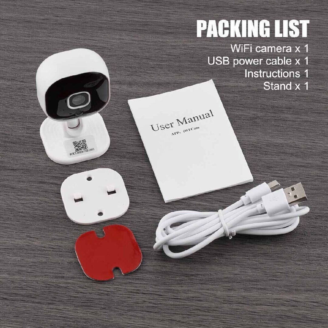 1080P HD Mini WiFi Security Camera – Wireless Indoor IP CCTV with Night Vision, Two-Way Audio & 360° Manual Rotation