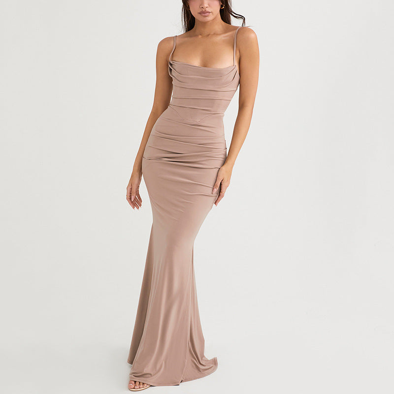Summer Best-selling Women's Formal Fishbone Backless Custom Mermaid Dress Long Evening Gown
