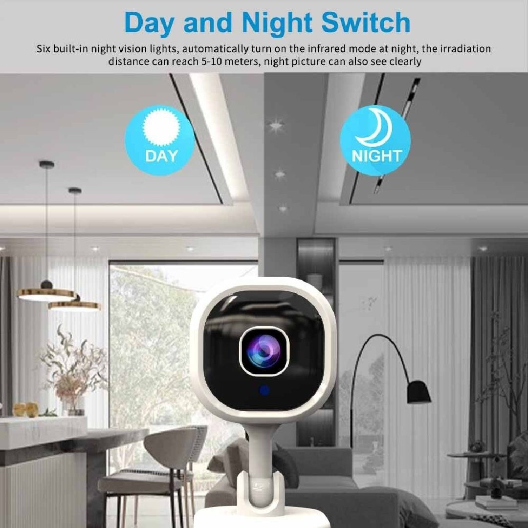 1080P HD Mini WiFi Security Camera – Wireless Indoor IP CCTV with Night Vision, Two-Way Audio & 360° Manual Rotation