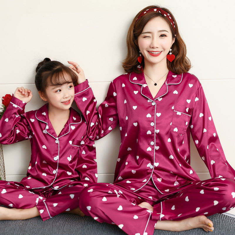Children's pajamas parent-child ice silk home service suit