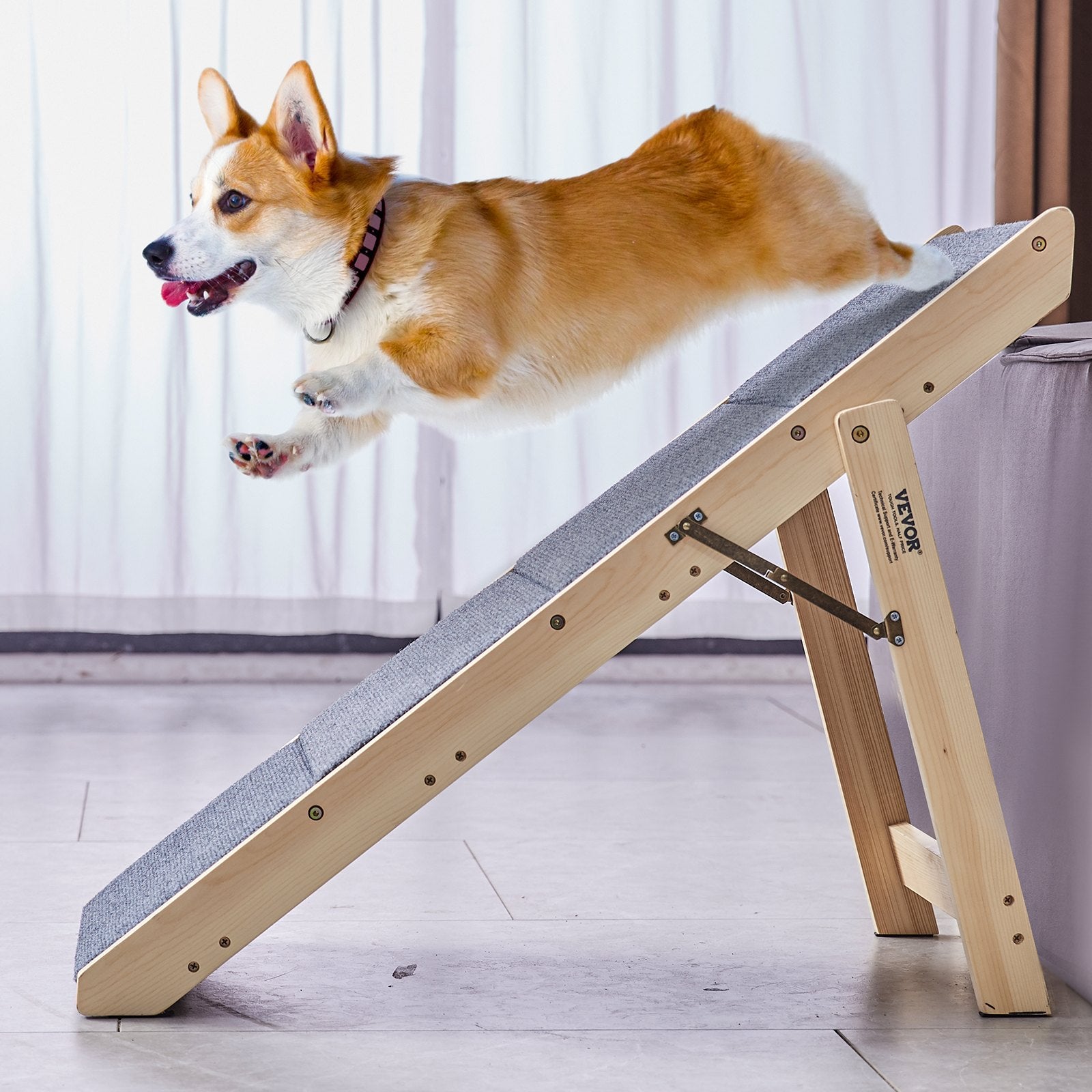 Wood Pet Stairs Pet Steps, 2-in-1 Foldable Wooden Dog Stair For Beds, Sofa And Cars, Dog Stairs & Ramp With 4 Steps For Small Medium Large Pet, Up To 150 Lbs