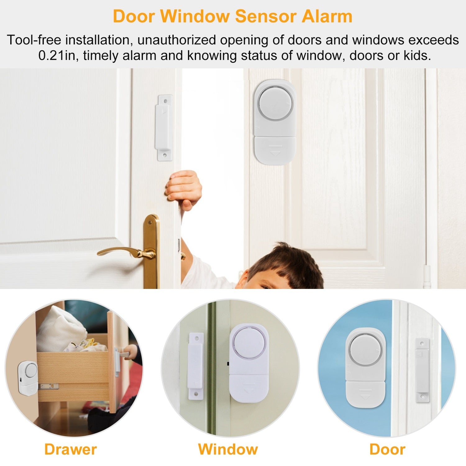 1 Set Wireless Window Door Magnet Alarms Magnetic Sensor Security Burglar Alarm For Kid Safety With Batteries