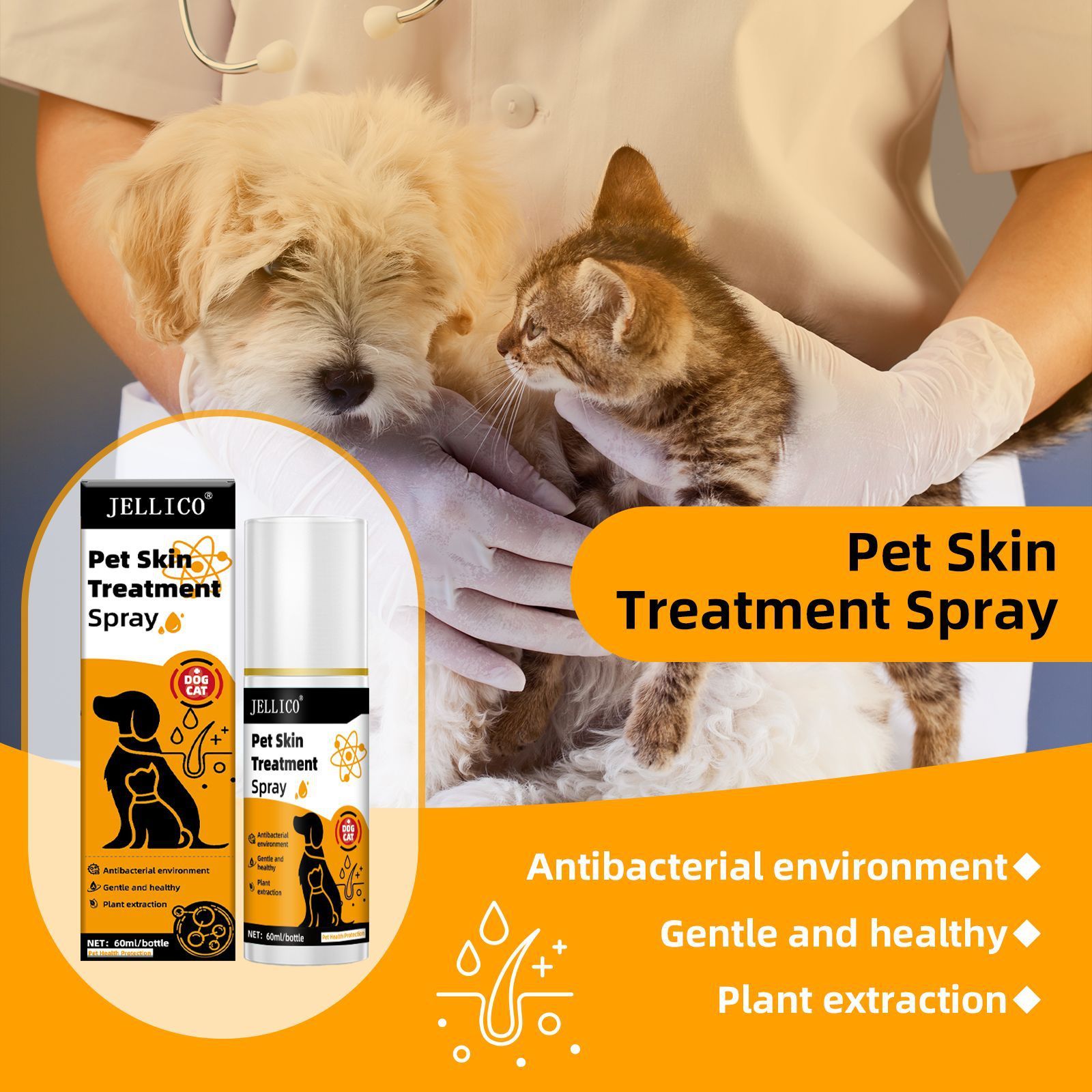 Pet Skin Care Spray for Dogs & Cats – Anti-Itch, Hair Loss & Moss Relief Formula