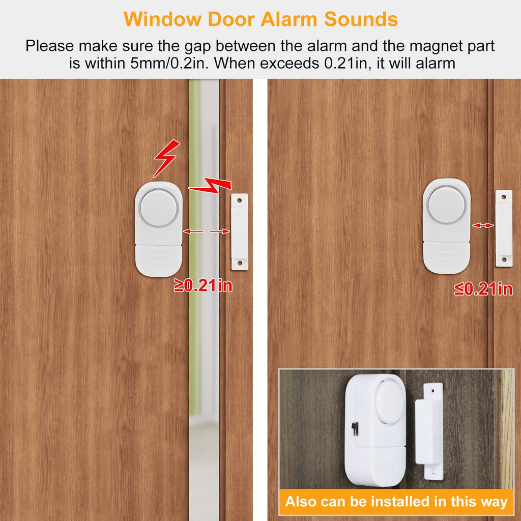 1 Set Wireless Window Door Magnet Alarms Magnetic Sensor Security Burglar Alarm For Kid Safety With Batteries