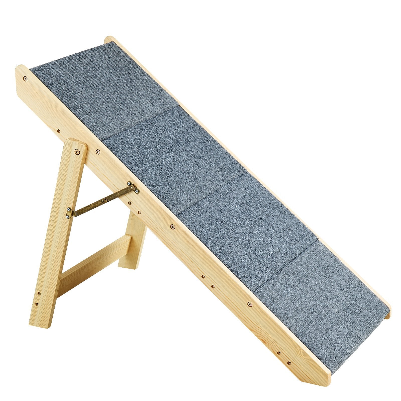 Wood Pet Stairs Pet Steps, 2-in-1 Foldable Wooden Dog Stair For Beds, Sofa And Cars, Dog Stairs & Ramp With 4 Steps For Small Medium Large Pet, Up To 150 Lbs