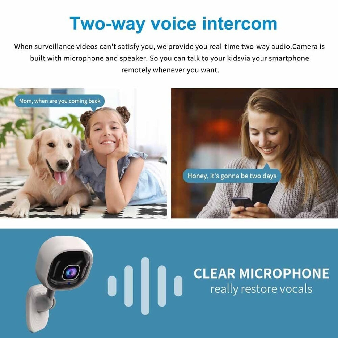 1080P HD Mini WiFi Security Camera – Wireless Indoor IP CCTV with Night Vision, Two-Way Audio & 360° Manual Rotation