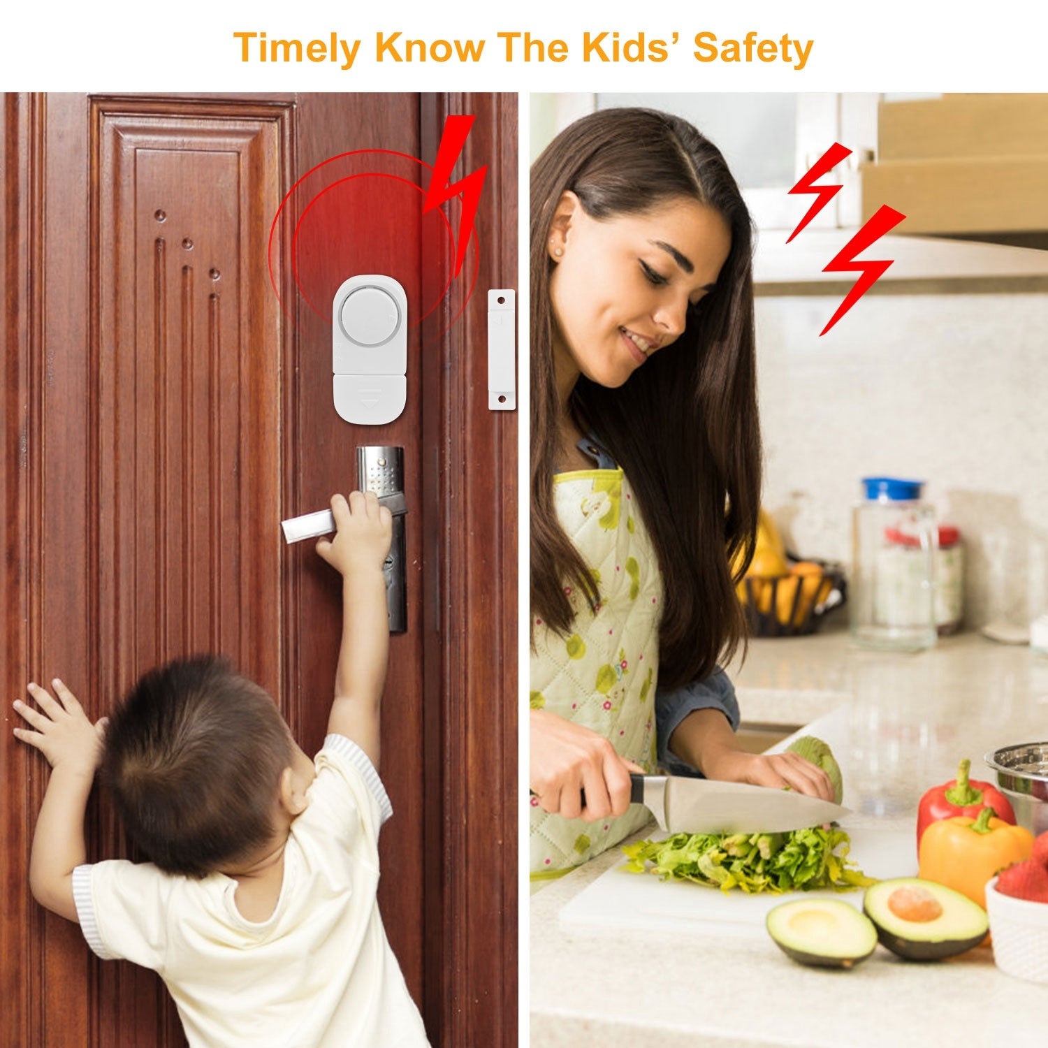 1 Set Wireless Window Door Magnet Alarms Magnetic Sensor Security Burglar Alarm For Kid Safety With Batteries